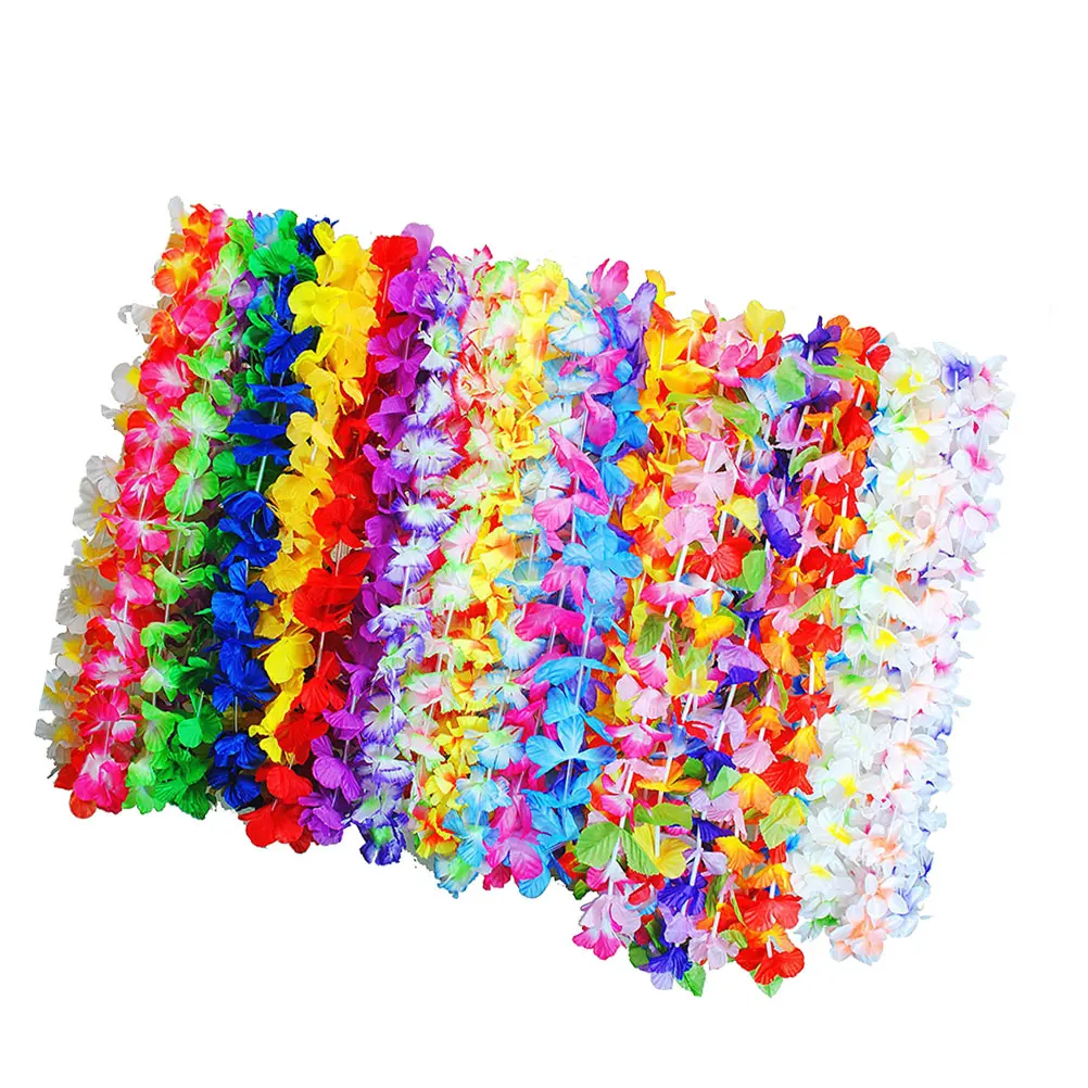 

36 pcs Wreath Artificial Flowers Hawaii Leis Garland Birthday Party Decoration Lightweight Necklace Themed Beach Festive Luau