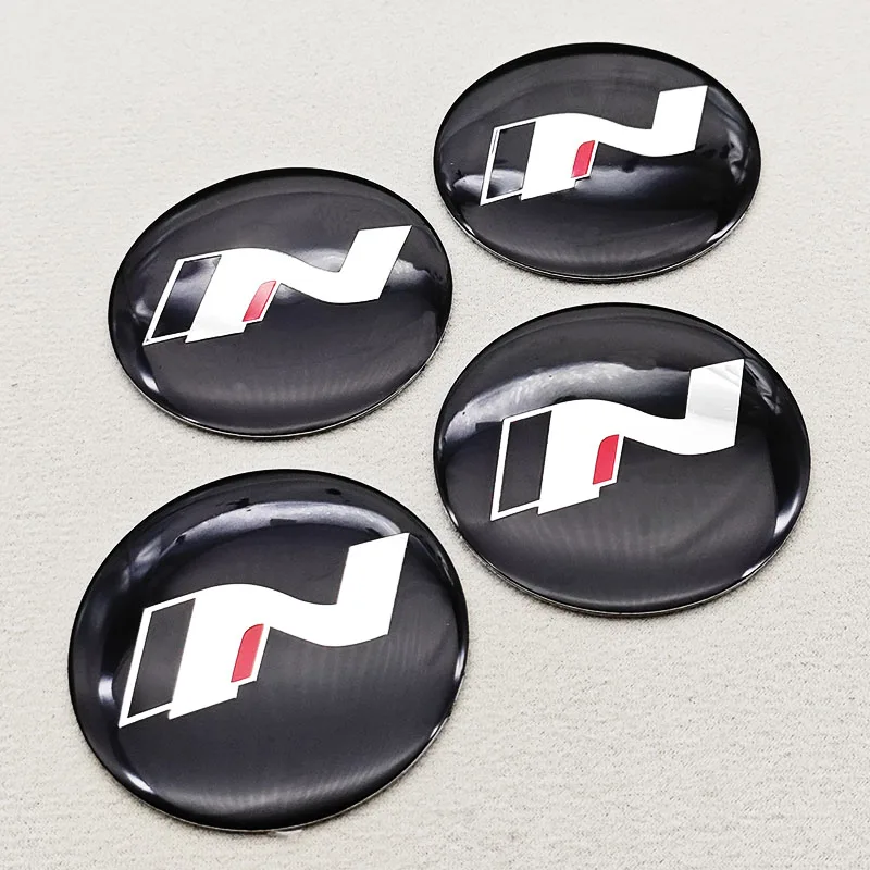 4pcs/set aluminum 56mm N Car Wheel Center Stickers Hub Cap Decal For N i20 i30 Kona Elantra Tucson Sonata Aceessories