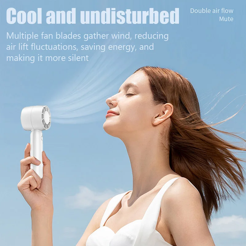 Mini Handheld Fan USB Charging Portable High Wind Speed Bladeless Turbine Handheld Fan Cooling Fan Cool Ambient Light
