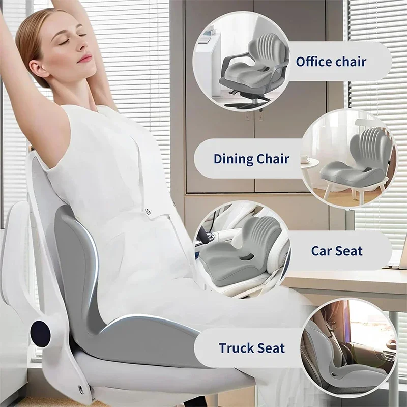Upgraded Ergonomic Shell Shaped Seat Cushion With Back Support Thickened Lumbar Support Posture Corrector Cushion For Office Use