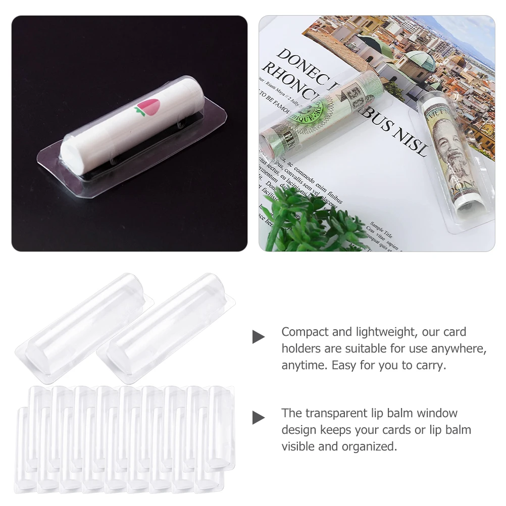 

60 Pcs Transparent Lip Balm Holder Clear Cash Pouch Plastic Dome Money Container DIY Storage For Cards Balms Gloss