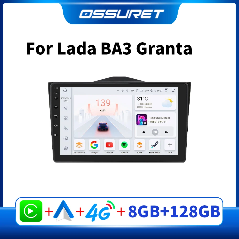 7862 OSSURET Android Car Radio for LADA BA3 Granta 2018 2019 Multimedia Video Player 2din GPS Screen Carplay Intelligent System