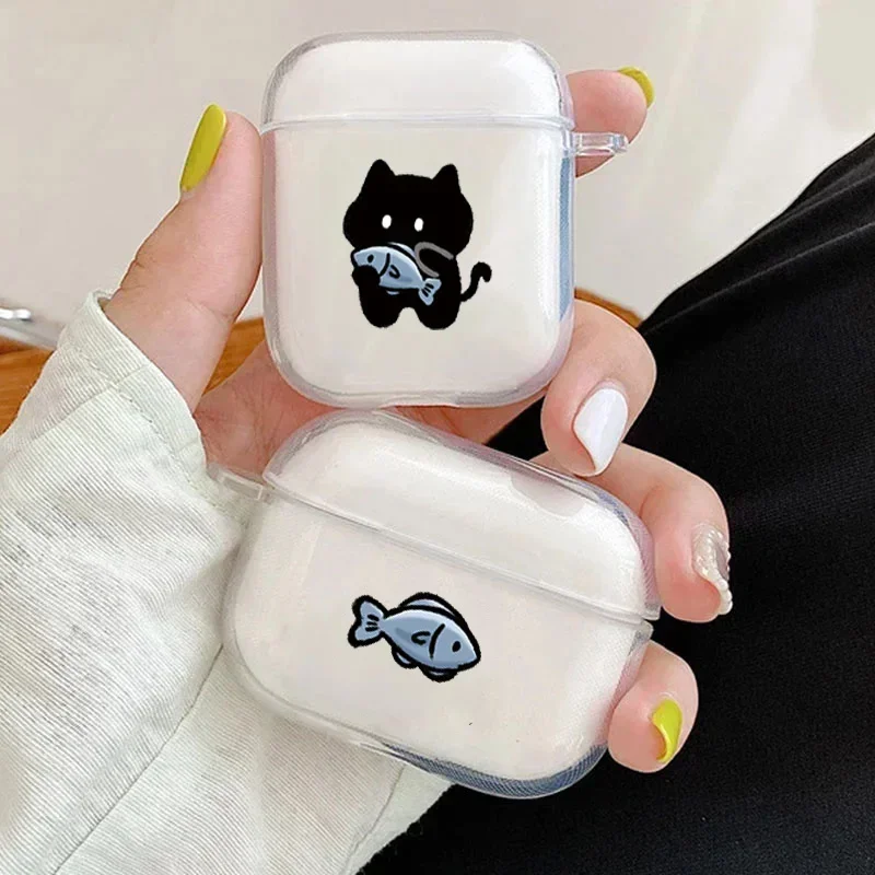 Funny Cat Fish Couple Earphone Case For Apple AirPods 4th 3 Pro 2 Protective Shell Cover For AirPod 3 2 Matte Box Fundas Air Pod