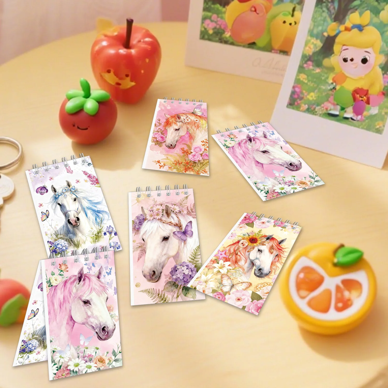 10Pcs Pink Horse Portable Coil Notebook Western Cowgirl Theme Mini Notepad for Kids Girl Birthday Party Favors School Rewards view 4