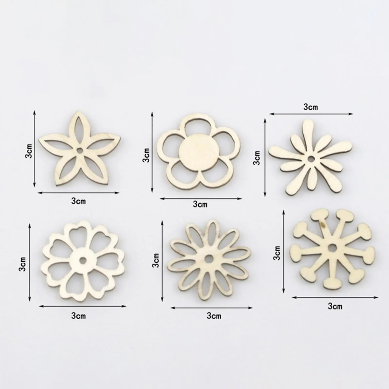 

Unfinished Wood Slices Flower Shaped Wooden Chips DIY Craft Embellishments for Creative Home Decoration and Kids Art Projects