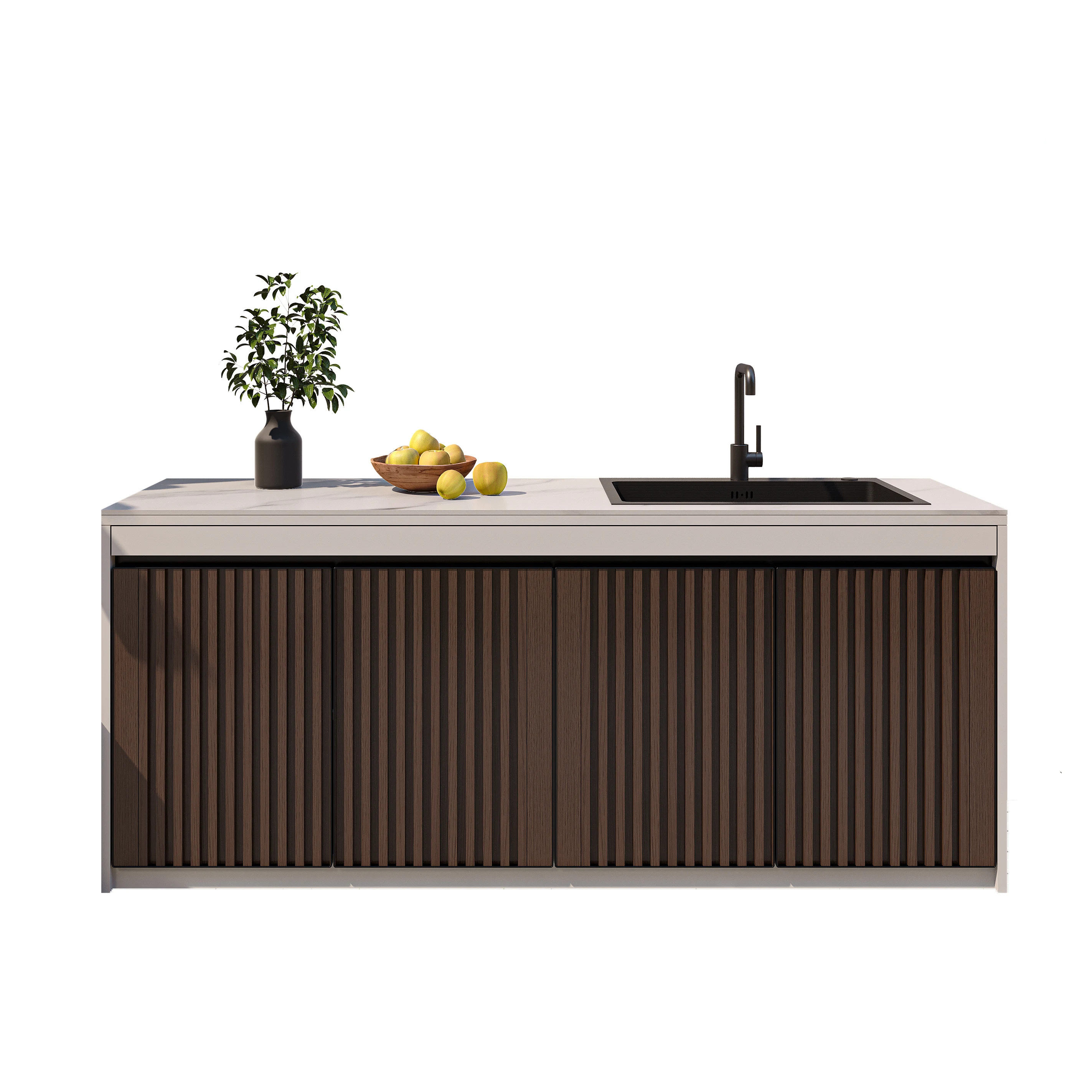 

HV-Customized New Outdoor Aluminum Alloy Rock Slab Sink Integrated Cabinet for Modern Villa Terrace Sink Storage Cabinet*