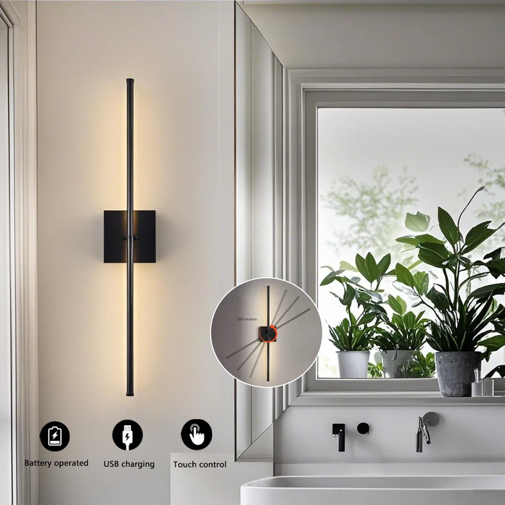 LED Rechargeable Wall Light Wiring-free Magnetic Remote Control Dimmer For Bedroom Bedside Bathroom Mirror Hotel Indoor Lighting