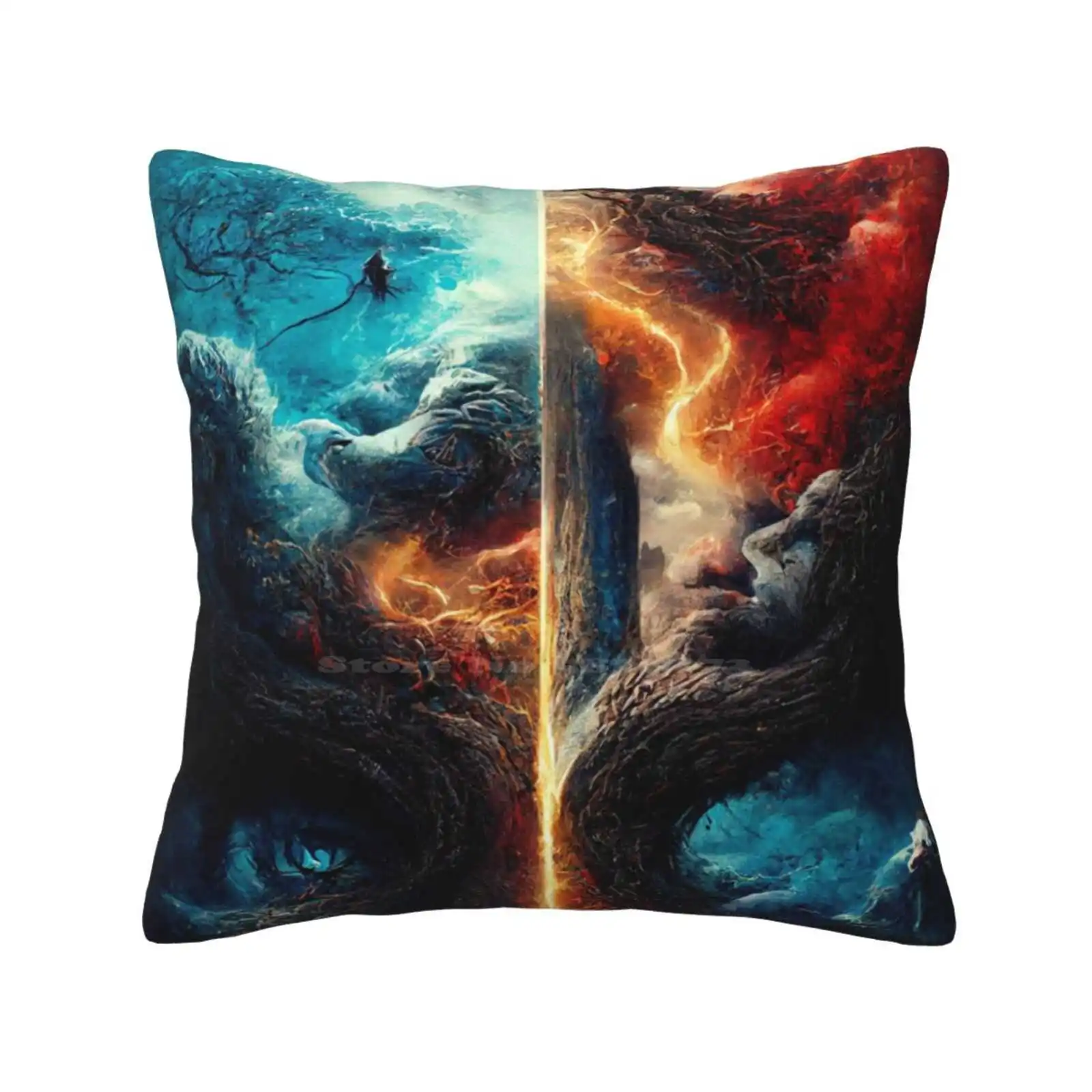 Magical , Graphics Red And Blue Fire , Lightning Bolts , Pillowslip Pillowcase Magical Graphics Red And Blue Fire Amazing