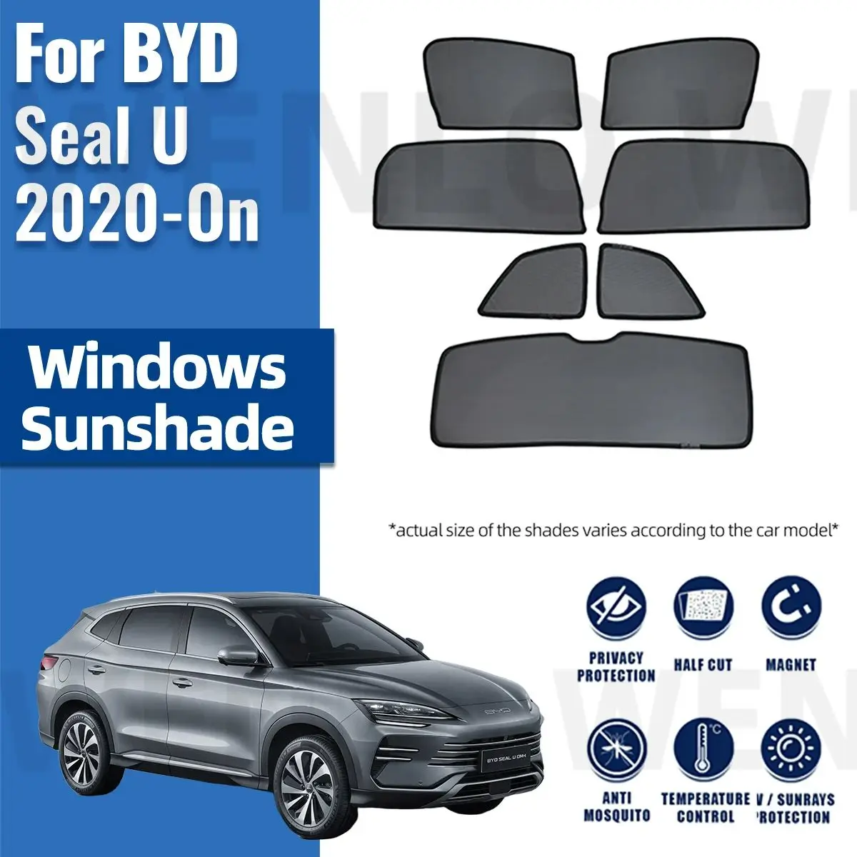 

For BYD Seal U 2020-2024 Sealion 6 Magnetic Car Sunshades Front Rear Windshield Blind Curtain Baby Side Window Sun Shade Visor