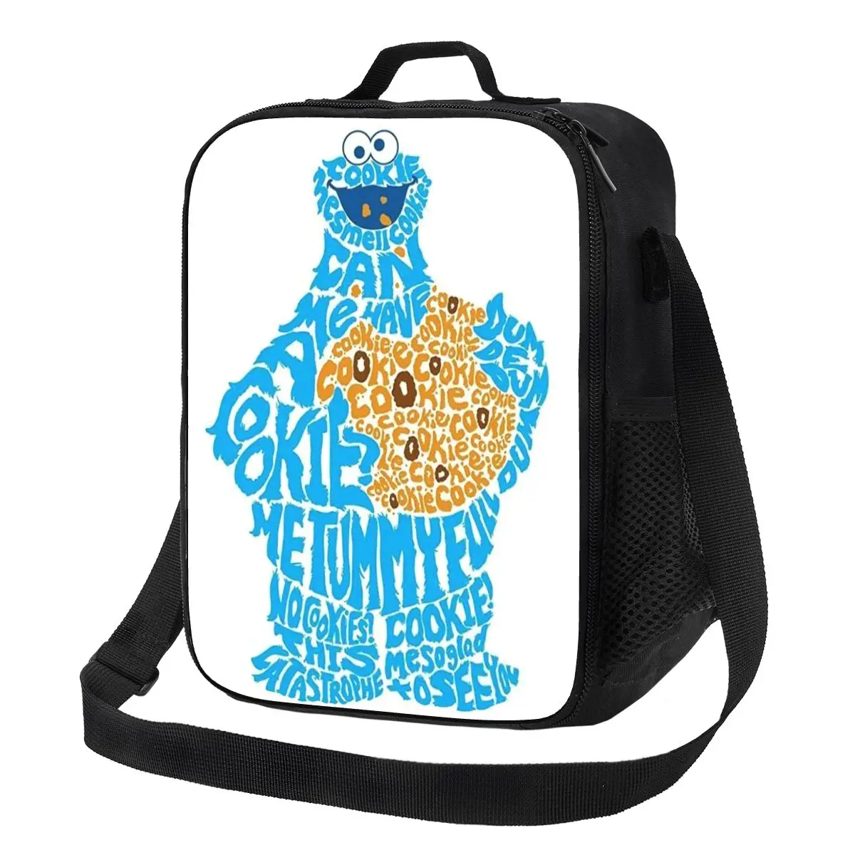 

Custom Cookie Monster Television Programs Insulated Lunch Bags for School Office Waterproof Thermal Cooler Lunch Box Women Kids
