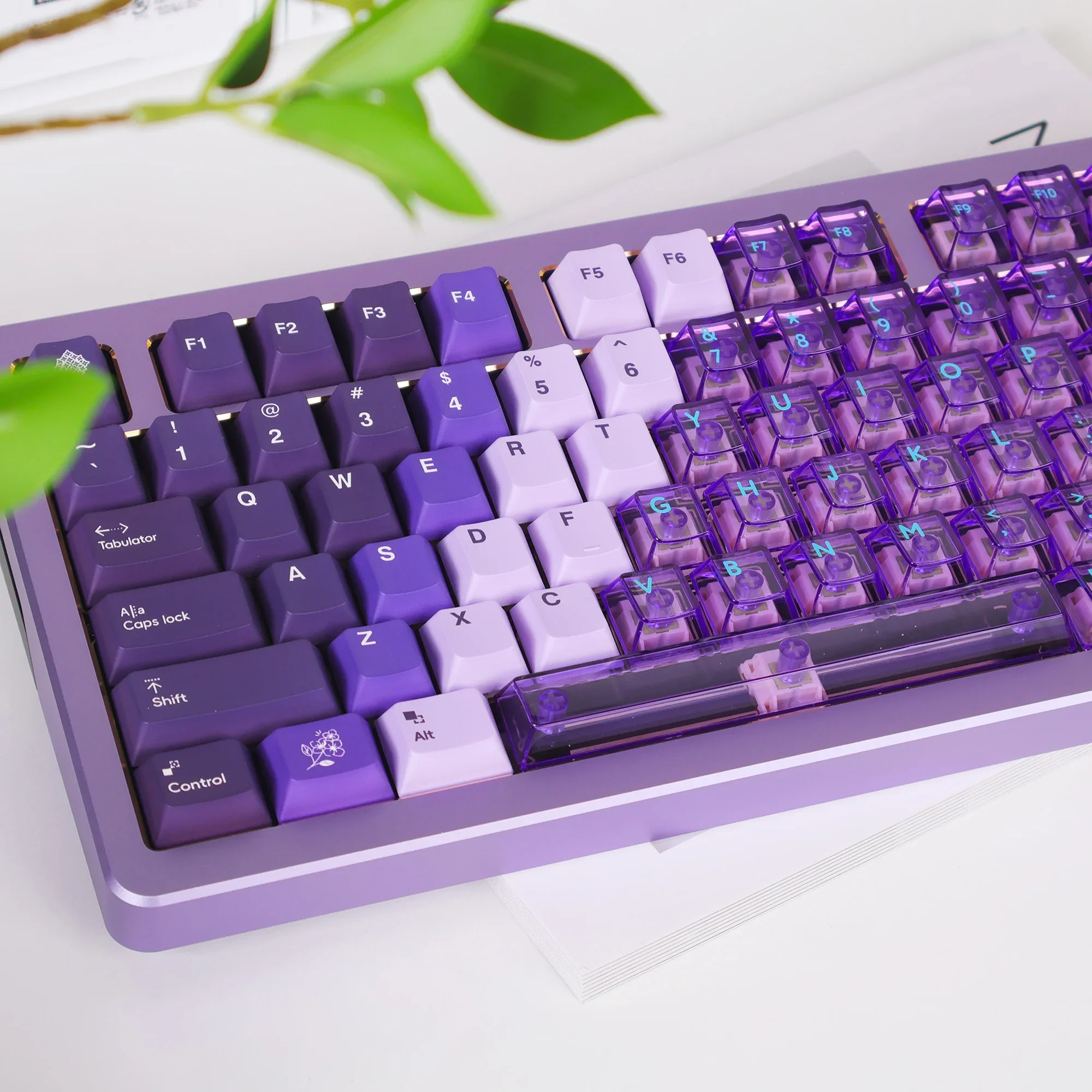 Snow Mountain Lilac gradual change keycap transparent PBT sublimation PC pad printing original factory height Wooting mechanical