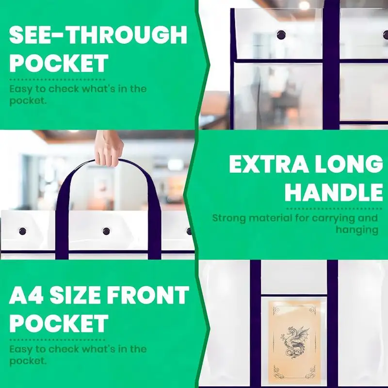 アートワーク収納袋大型防水アートポスターバッグクリア PVC 掲示板ホルダー収納オーガナイザーハンドル & ポケット付き