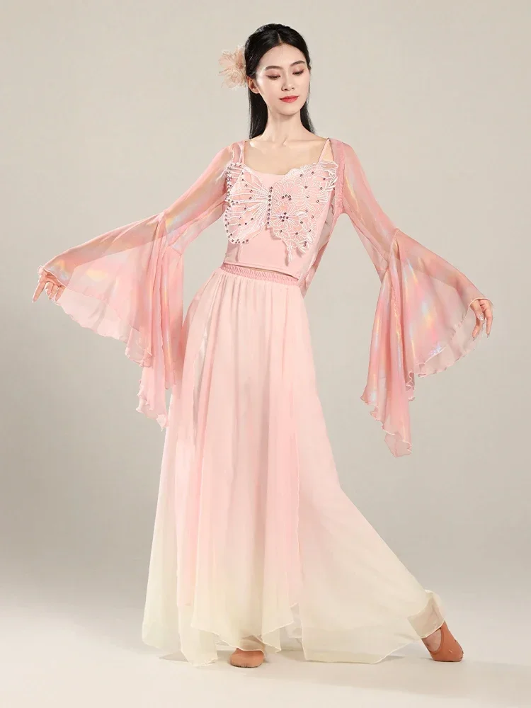 

Classical dance clothes women's magic butterfly art test gauze clothes culottes Chinese style performance practice clothes set