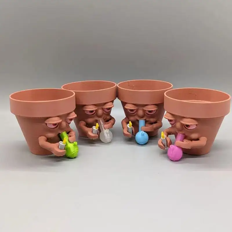 Cactus Planter Cute Cartoon Smoking Man Cactus Planter Grow Succulents Potted Plant Small Flower In Creative Ceramic Planter