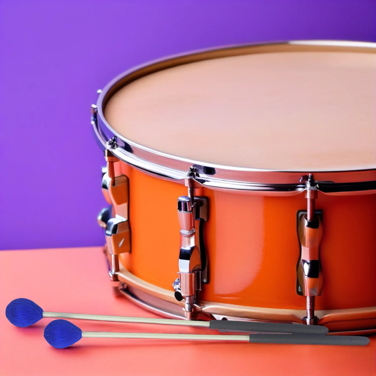 

1Pair Blue Medium Hard Yarn Marimba Mallets Polished Beech Shaft Balanced Weight Concert Quality for Marching Field Indoor