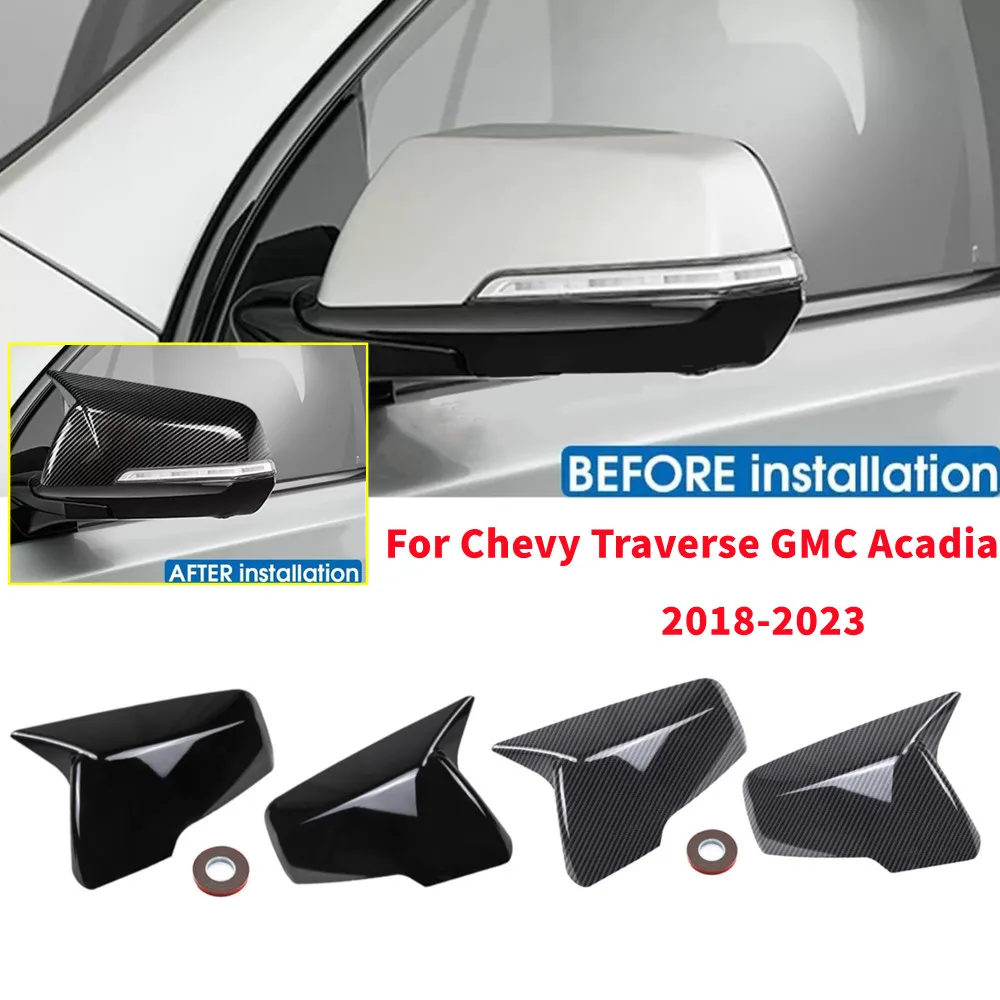 For Chevrolet Traverse 2018 2019 2020 2021 2022 2023 Car Rearview Side Mirror Cover Wing Cap Door Housing Shell Trim  ABS Carbon