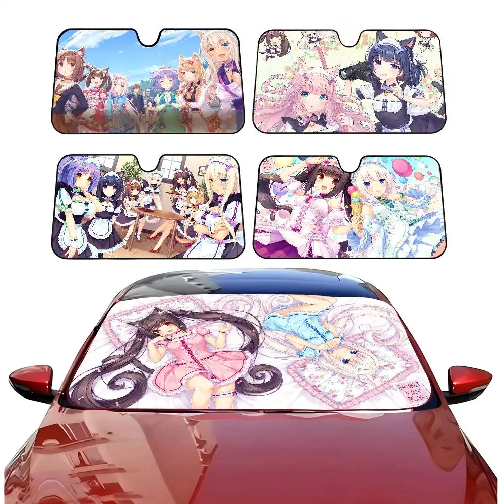 

Nekopara Chocola And Vanilla Neko Character Car Sunshade Car Windshield Accessories Car Protection Window Sunshade Decoration