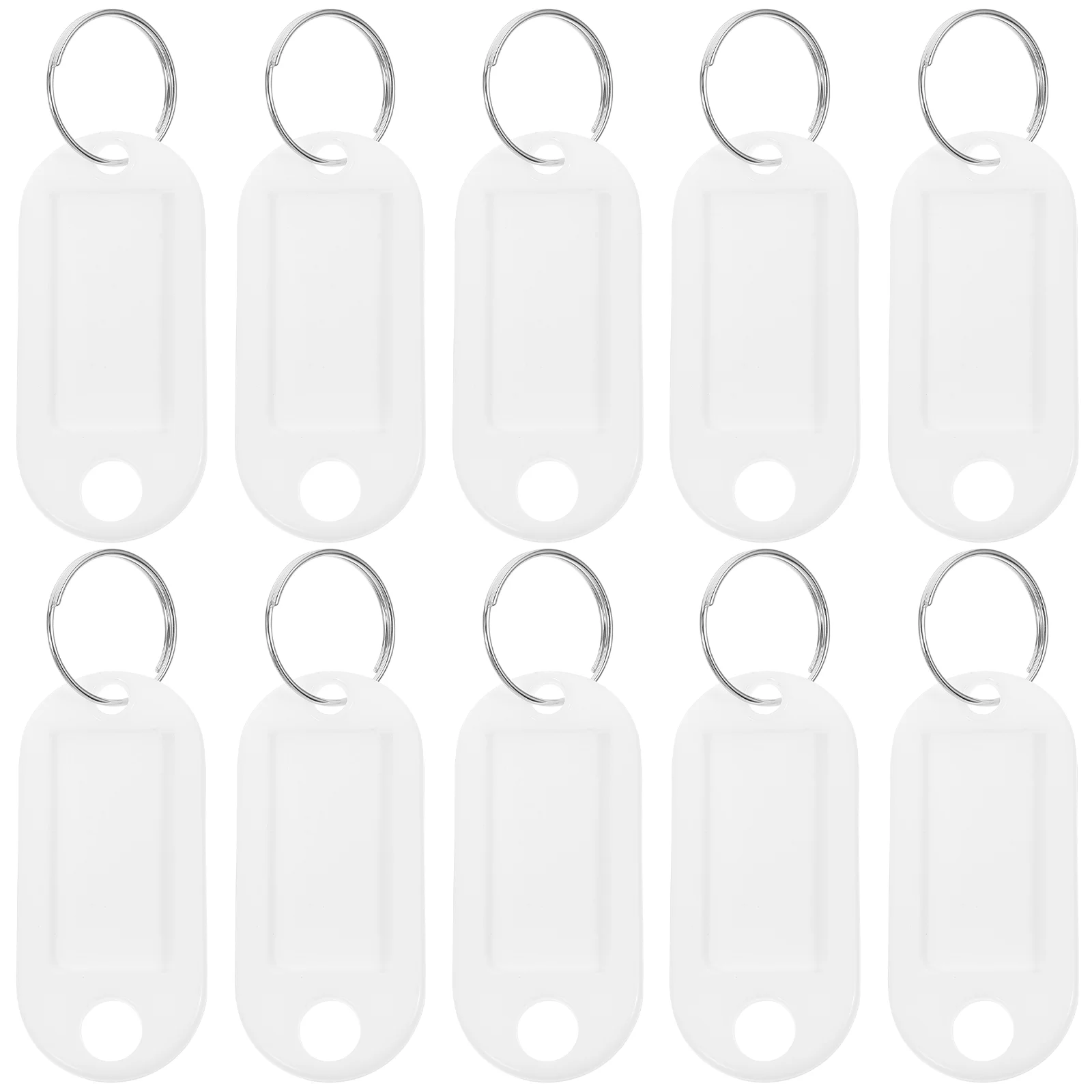 30pcs Plastic Keychain ID Tags Name Label Language Number Mark Classification Tag (White)