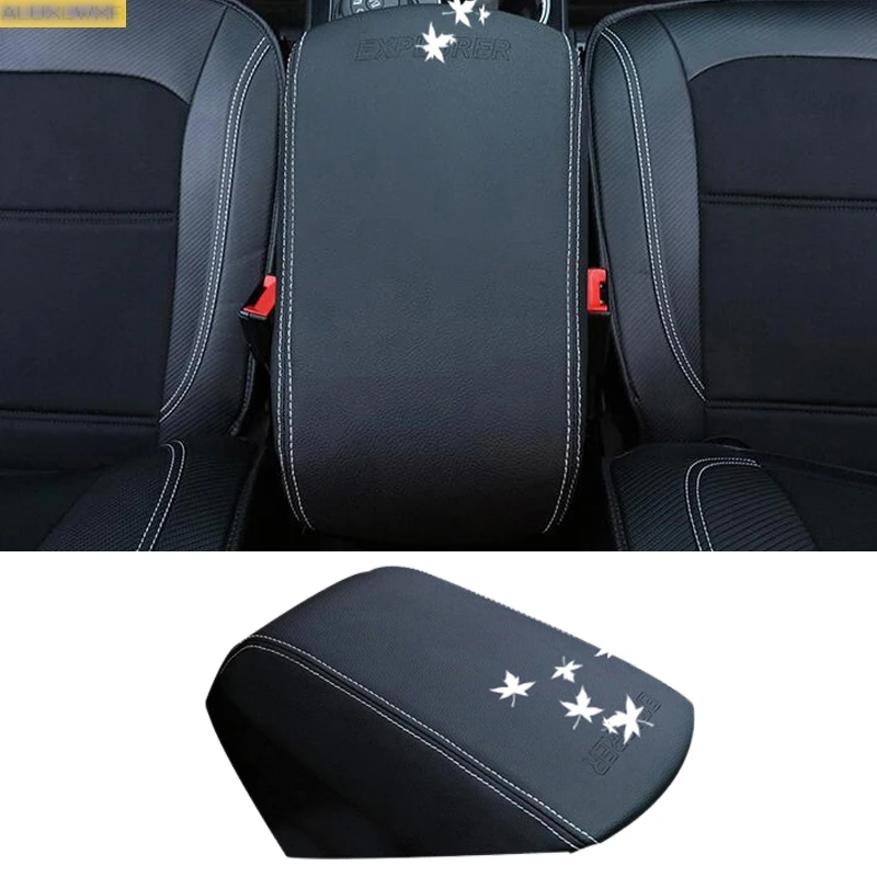 

For Ford Explorer Sport 2011 2013 2016 2017 2018 Accessories car armrest box protection covers PU leather interior decoration