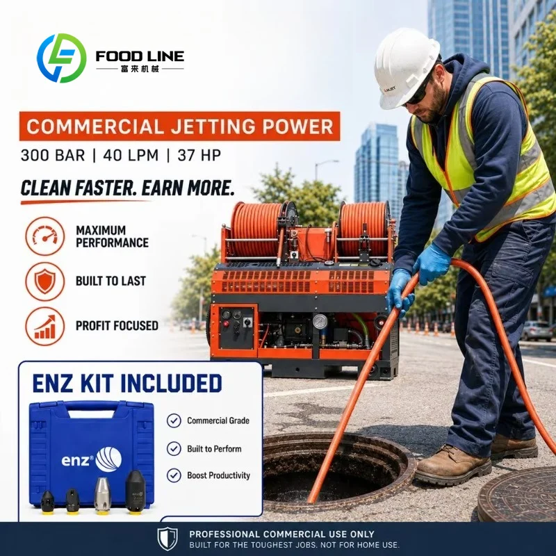 Customized commercial sewer jetter drain flushing system dual hose reels robust build for underground pipe clearing works