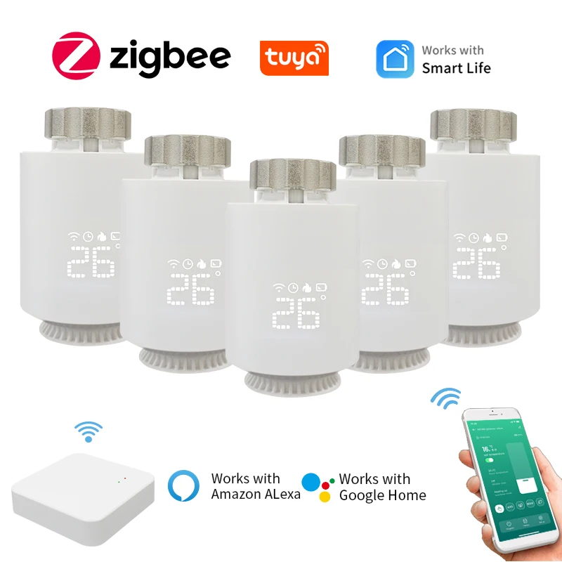 Tuya Smart ZigBee 3.0 Thermostatic Radiator Valve TRV Zigbee Thermostat Radiator Valve Temperature Controller Alexa Google Home