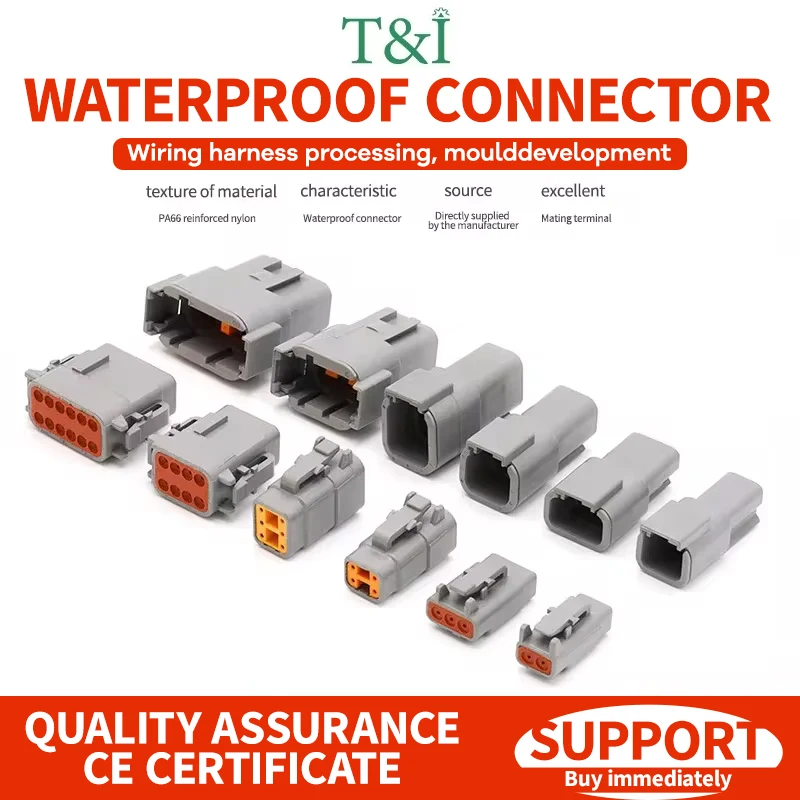 Deutsch DTM connector waterproof DT connector male and female head wiring terminal wiring harness plug socket DTM04-2P DTM06-2S