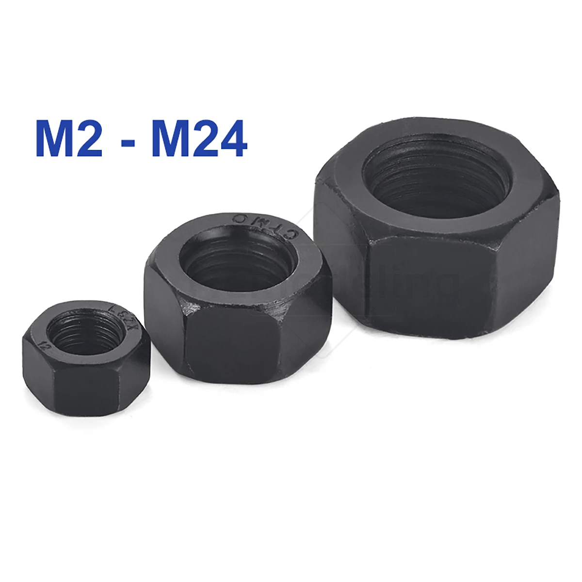 Écrou hexagonal hexagonal en acier au carbone haute résistance, grade 12 noir, M2, M2.5, M3 figuré,
