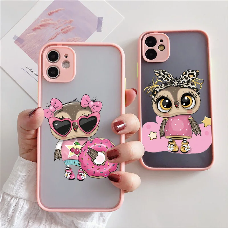 Cute Owl Phone Case For iPhone 15 11 Pro Max X XS XR 12 13 Pro Max Mini Back Cover For iPhone 14 7 8 Plus SE2 Shockproof Fundas