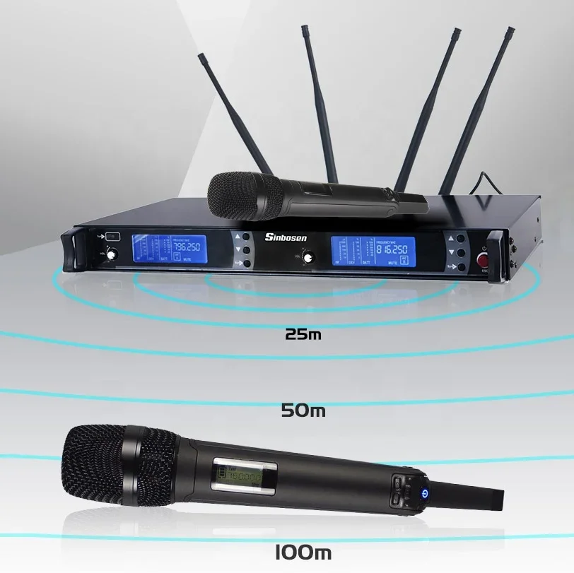 

Professional wireless vocal mic set 2 UHF dynamic handheld wireless microphone