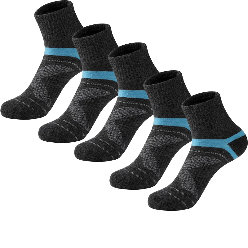 5 Pair New High Quality Cotton  Autumn Men\'s Socks Running Winter Casual Breathable Active Socks Stripe Sport Socks