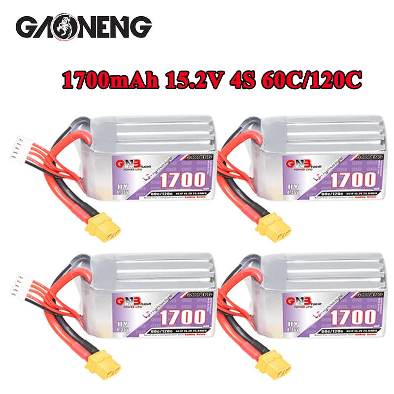 

GNB 4S 1700mAh 15.2V 60C/120C Rechargeable Lipo Battery With XT60 Plug Softcase For RC Car Truck Buggy FPV Drones RC Plane Parts