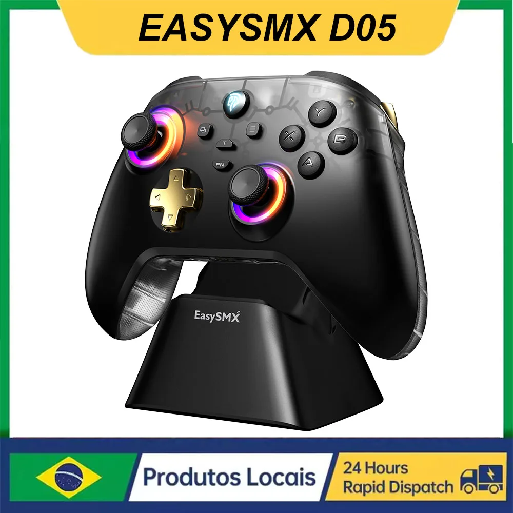 EasySMX D05 Wireless PC Gamepad RGB Charging Dock Controller Compatible with PC/Switch/Phone/Steam/TV, Hall Effect Joystick