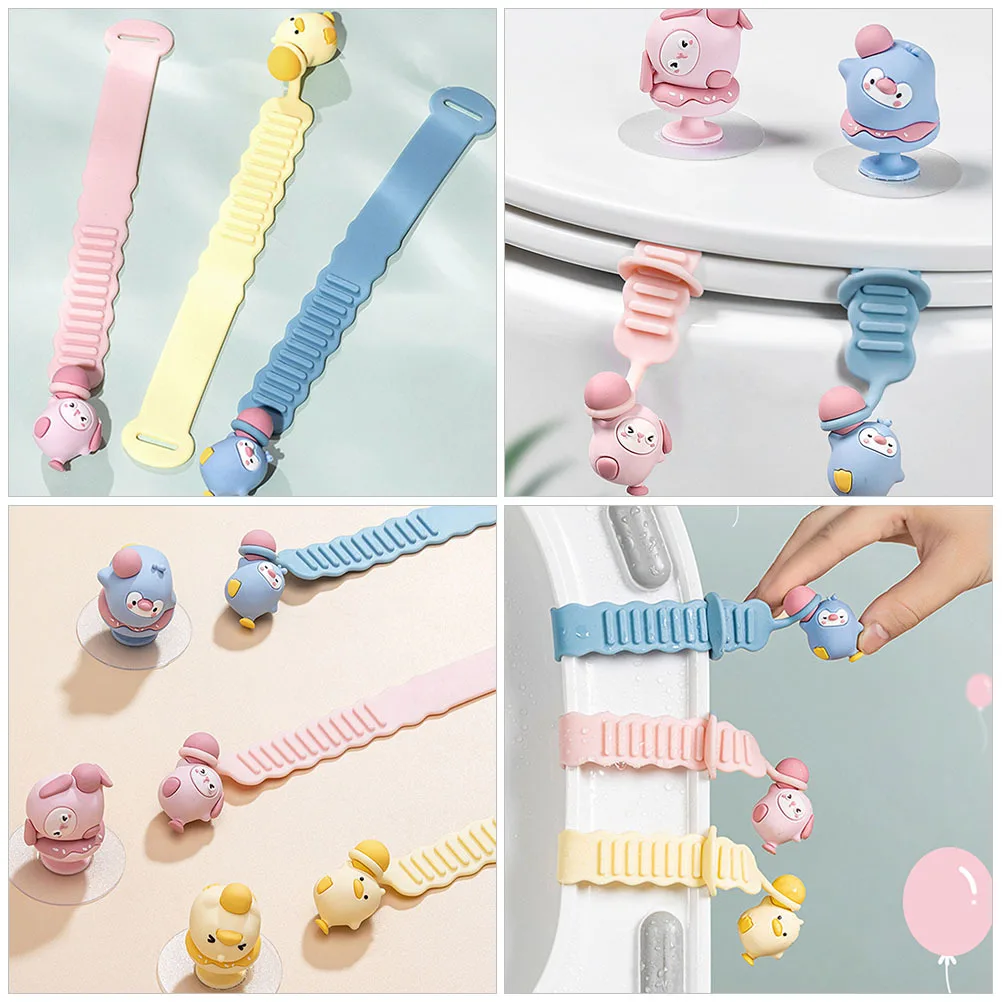 

2Pcs Toilet Seat Lifters Durable Silicone Cartoon Bunny Toilet Cover Lifter Handy Bathroom Supplies Bathroom Accessories