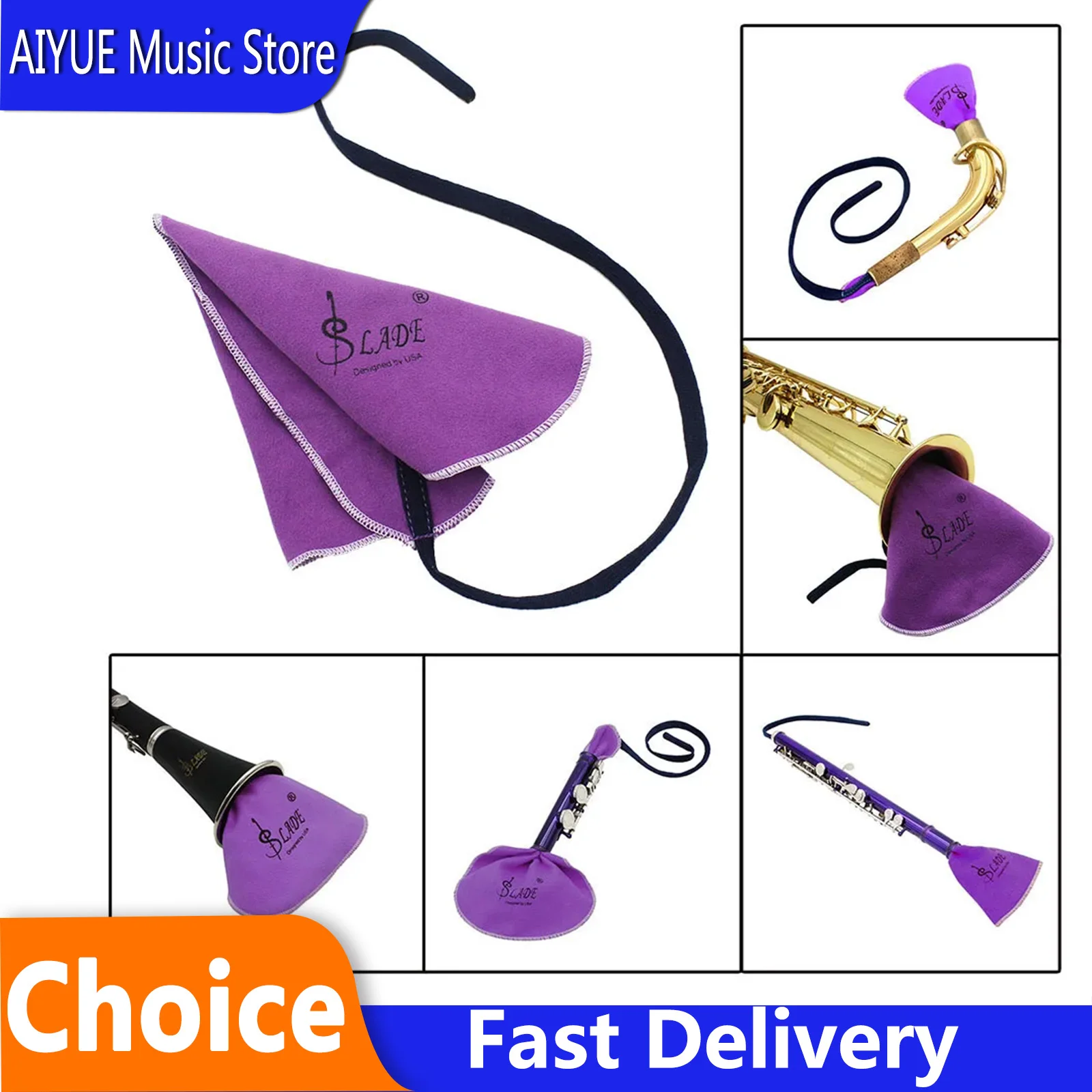 Saxophone Cleaning Cloth Woodwind Music Instrument Accessories Piccolo Flute Clarinet Sax Wiping Cloth for Inside Tube 6 Color