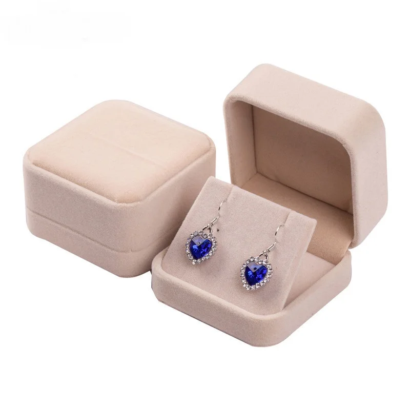 

Hand Made Flip Cover Red Jewelry Storage Box Earrings Pendant Jewelry Box Velvet Case Earrings Plastic Blue Display Box 7*7*4CM