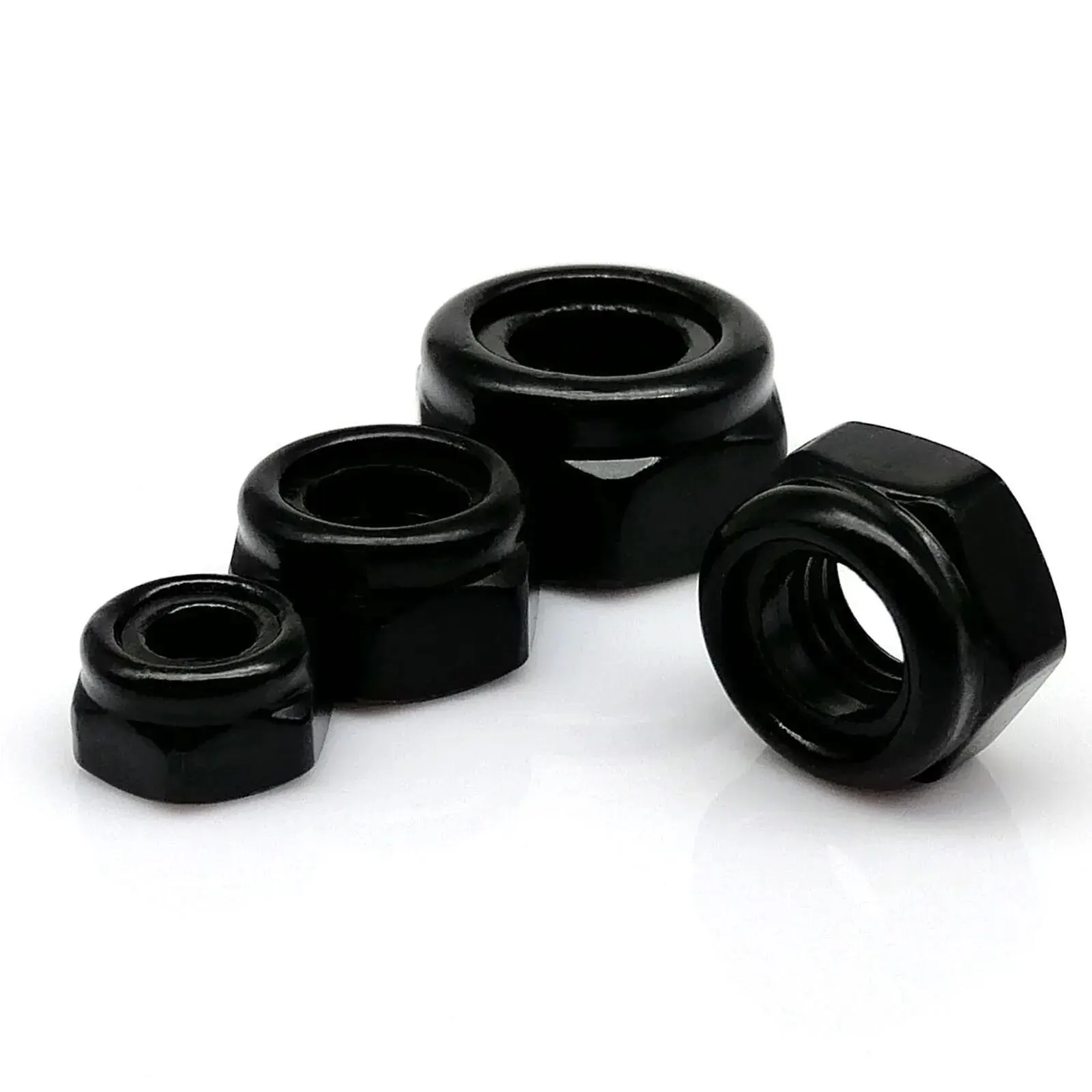 50/25/20pcs Hex Hexagon Nylon Insert Self Locking Nut Nylock Nut Locknut M2 M2.5 M3 M4 M5 M6 M8 Black Carbon Steel DIN985