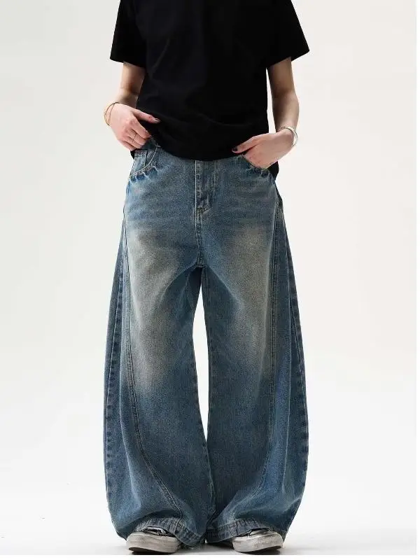 

Wind High Street Knife Version Denim Jeans Autumn Winter Vintage Patchwork Deconstruction Waed Pure Cotton Dad Pants