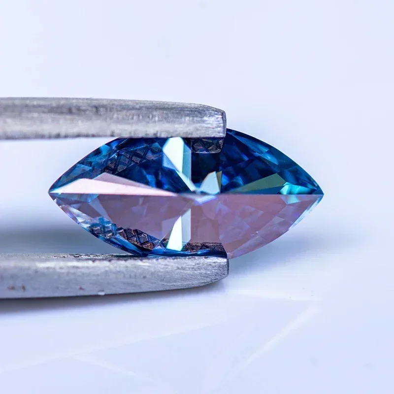Moissanit-Stein Saphirblau VVS1 Marquise-Form Charms-Perlen für DIY-Schmuckherstellung mit Zertifikat – Detail 6
