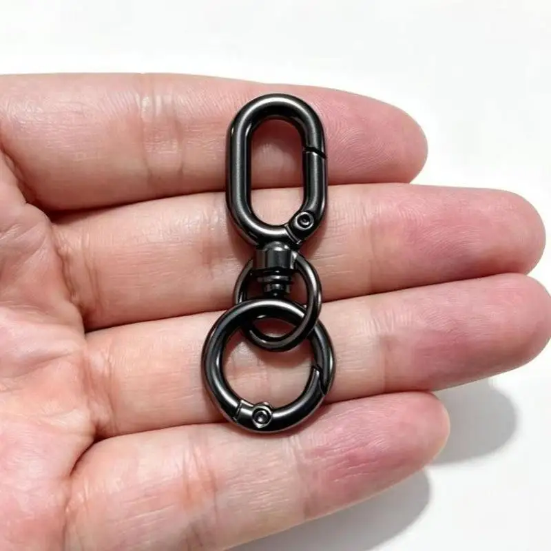 Doppelt öffnende, drehbare Karabinerhaken mit Federmechanismus, 2/10 Stück, robuste Metallverschlüsse für Campingausrüstung und zur Organisation von Schlüsselanhängern. – Detail 11