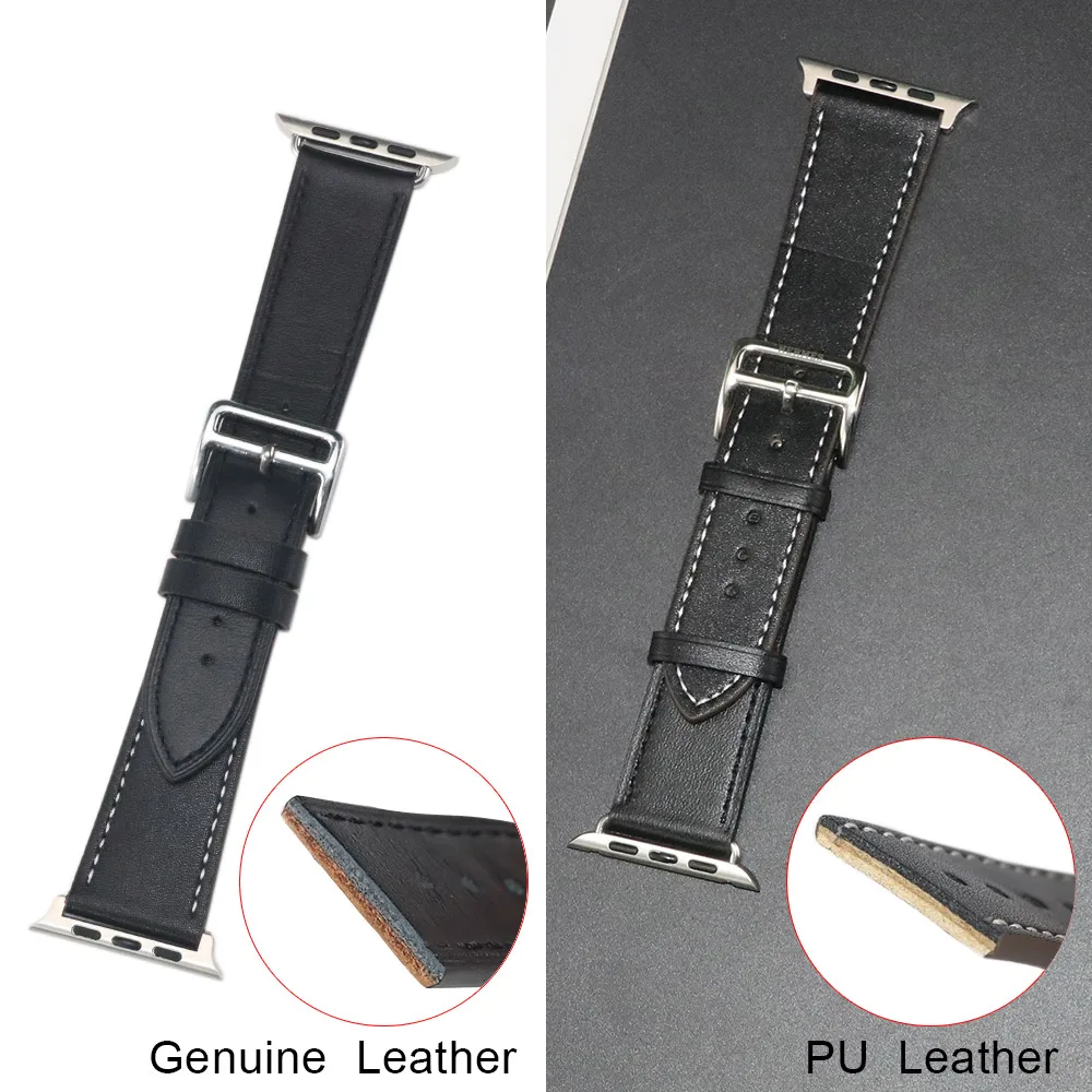 Pulseira de couro genuíno com logotipo para apple watch série 10 9 8 7 6 46mm 45 44 40 38 42mm pulseira de couro para iwatch ultra 2 49mm