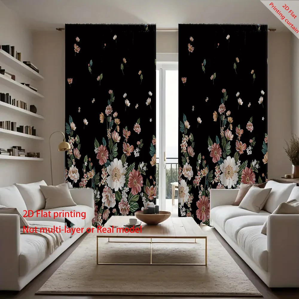 Cartoon Floral Printed Polyester Fiber Home Decoration Curtains Suitable for Bedrooms Living Rooms And Dormitories
