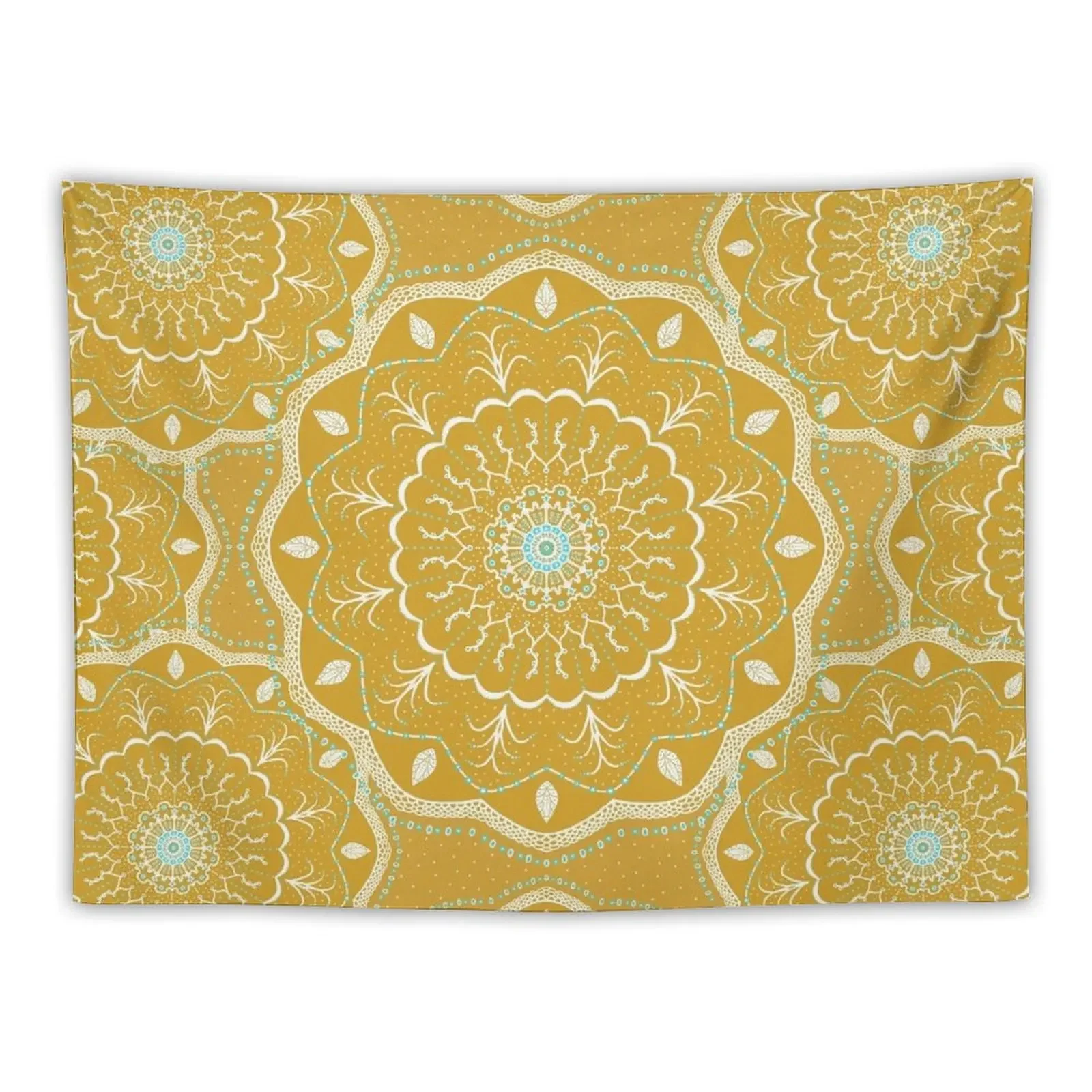 

Yellow Mandala Design Tapestry Art Mural On The Wall Tapestry