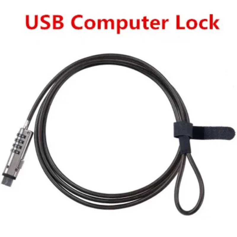 USB Notebook Laptop Combination Lock Travel 4 Digit Security Cable Chain 4 Digit Password Protections Theft Deterrent