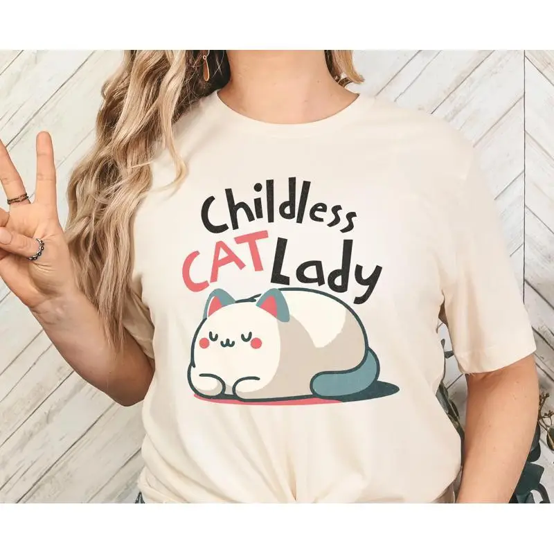 Childless Cat Lady T Shirt 2024 Election Political Proud Ladies Vote For Kamala Blue