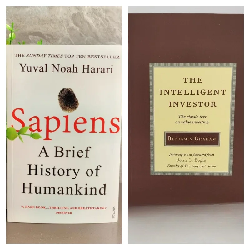 

Краткая история человечества на английском языке и книги по философии для умных инвесторов на английском языке.