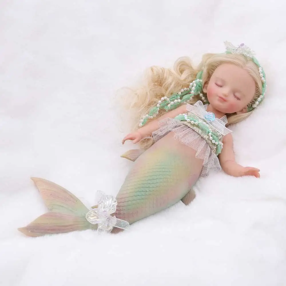 Muñeca de Sirena Reborn de Silicona Suave Realista de 25 cm y 10 Pulgadas para Niños