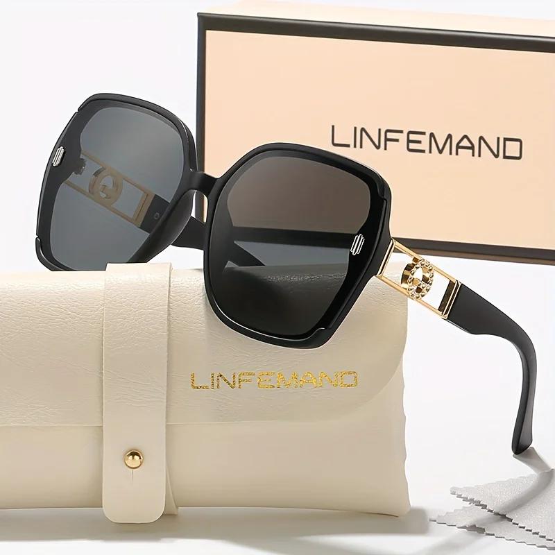 LINFEMAND Modische Brille mit übergroßem Rahmen und Farbverlaufslinse, lässiges Weihnachtsgeschenk für Damen im Party-Stil – Detail 10