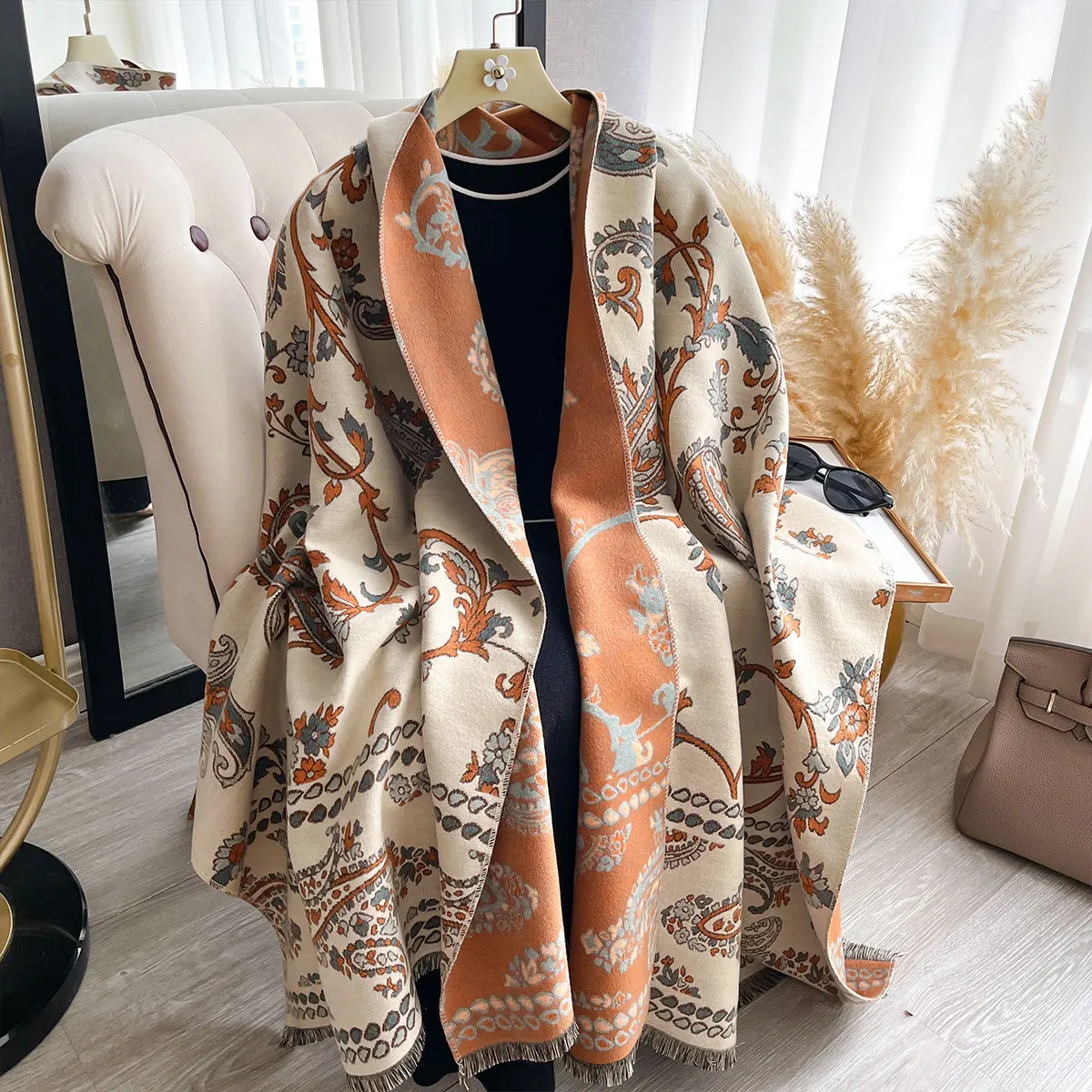 

Women Paisley Print Cashmere Scarf Thick Winter Warm Luxury Shawl Wraps Bufanda Female Pashmina Blanket Travel Poncho Stoles