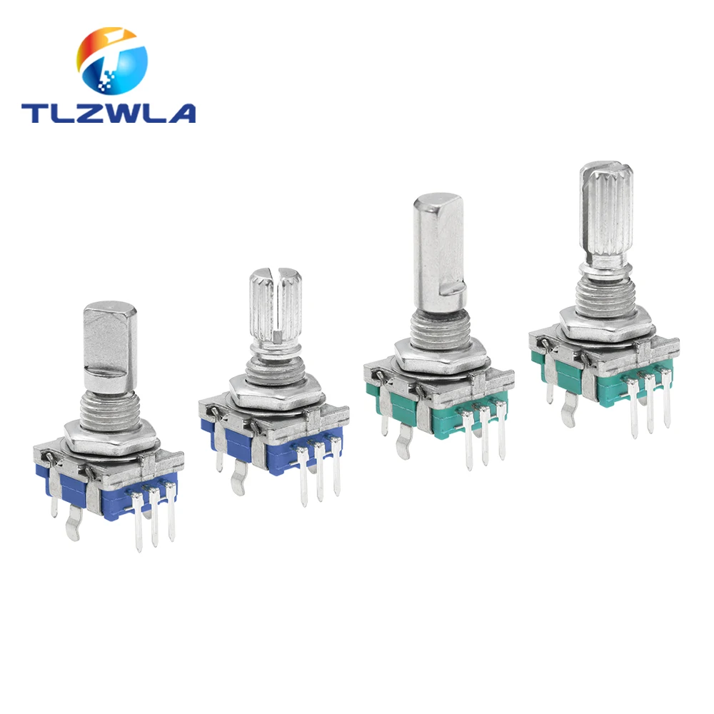 5PCS/LOT 20 Position 360 Degree Rotary Encoder EC11 w Push Button 5Pin Handle Long 15/20MM With A Built In Push Button Switch