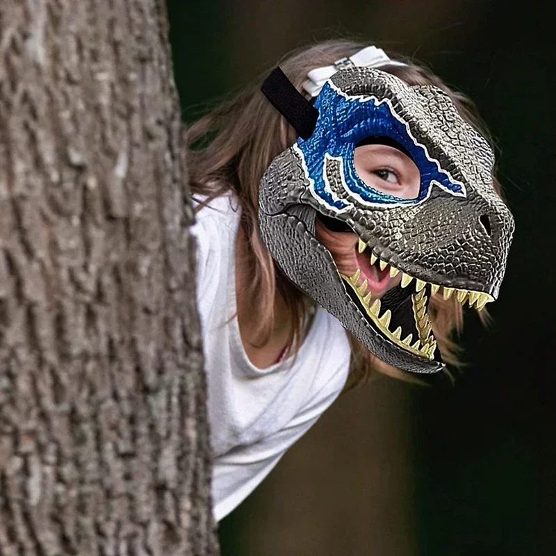 Halloween Horror Dinosaur Headgear Dragon Lifelike Dinosaur Mask Party Cosplay Open Mouth Latex Scared Mask Gifts